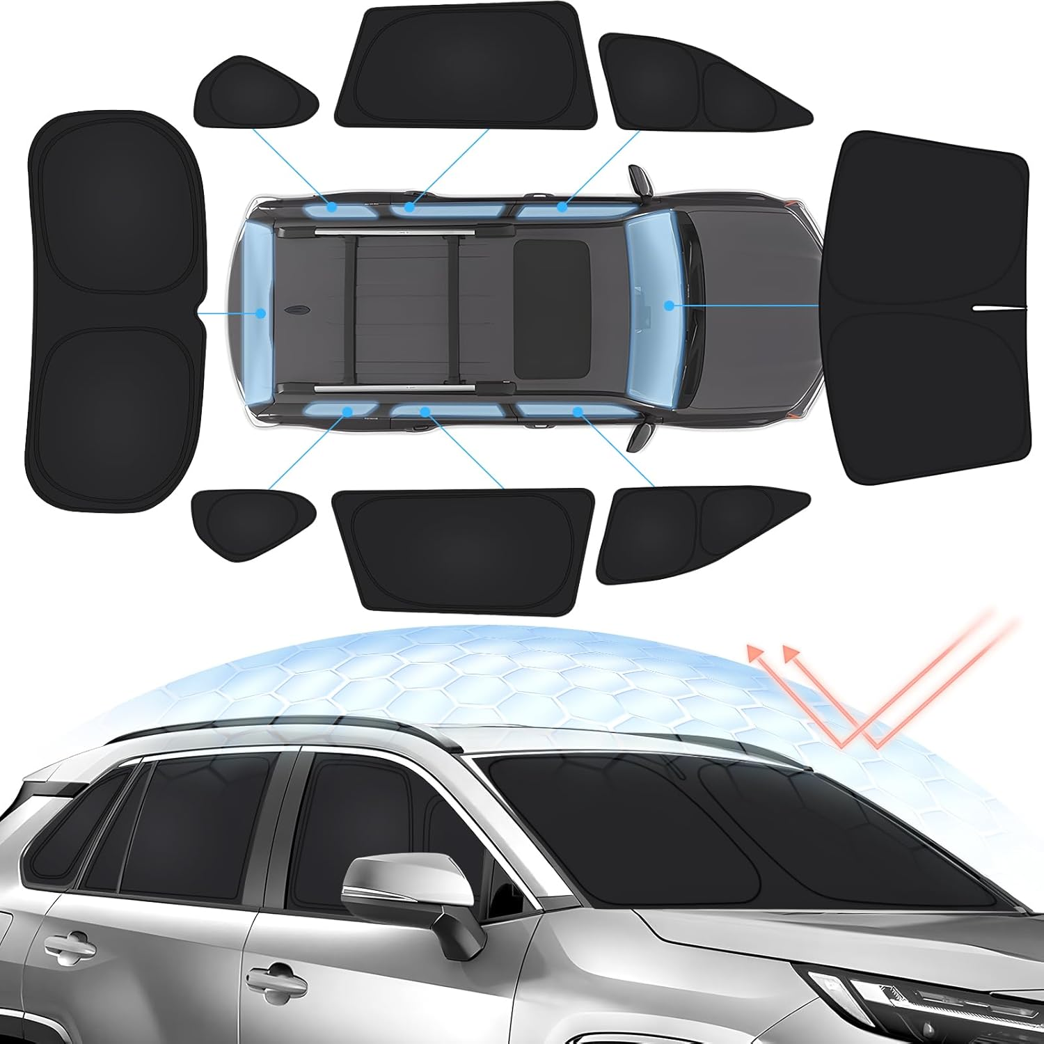 Weathertech Sunshade Windshield Shade For Toyota RAV4 – TS0029, Reflective Silver/Black