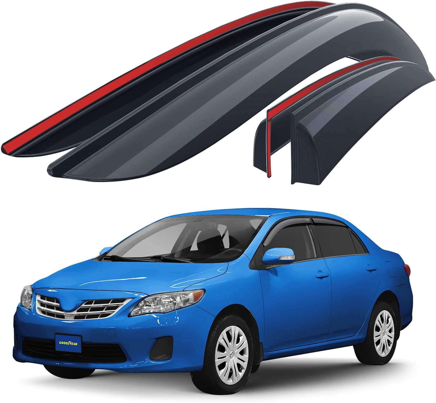 4-Piece Silver Privacy Sunshade Set For 2009-2013 Toyota Corolla Sedan Side Windows
